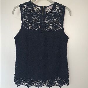 Gently Loved Elegant Navy Lace Sleeveless Top by Nanette Lepore